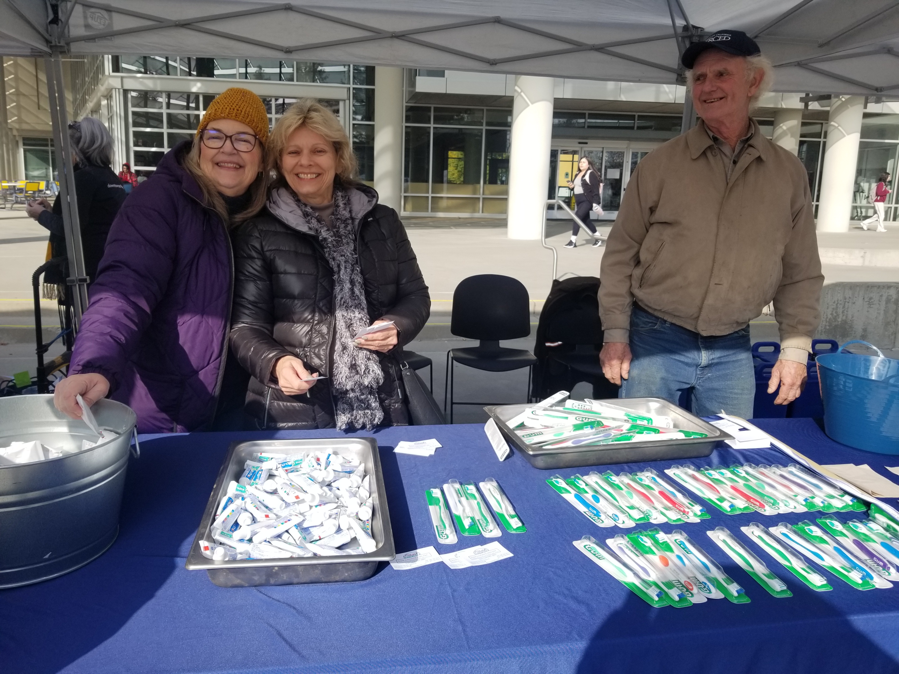 We gave away toothbrushes, too