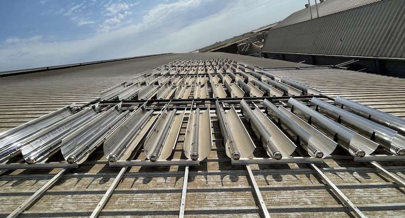 A solar project at a Merced dairy provides heated water around the clock.